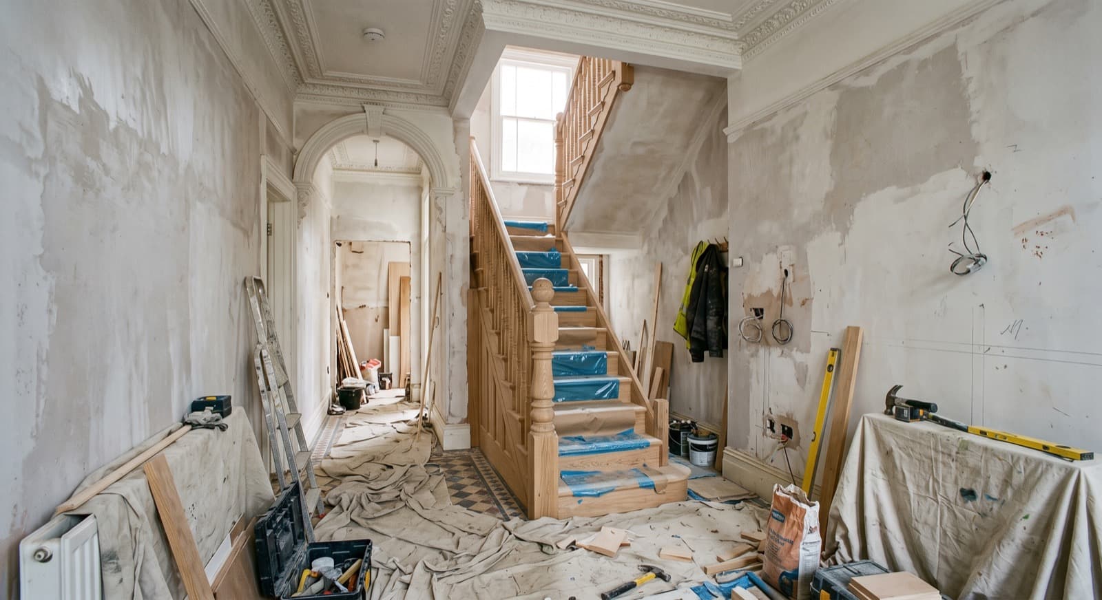 Victorian house being renovated in Birmingham, mid-refurbishment